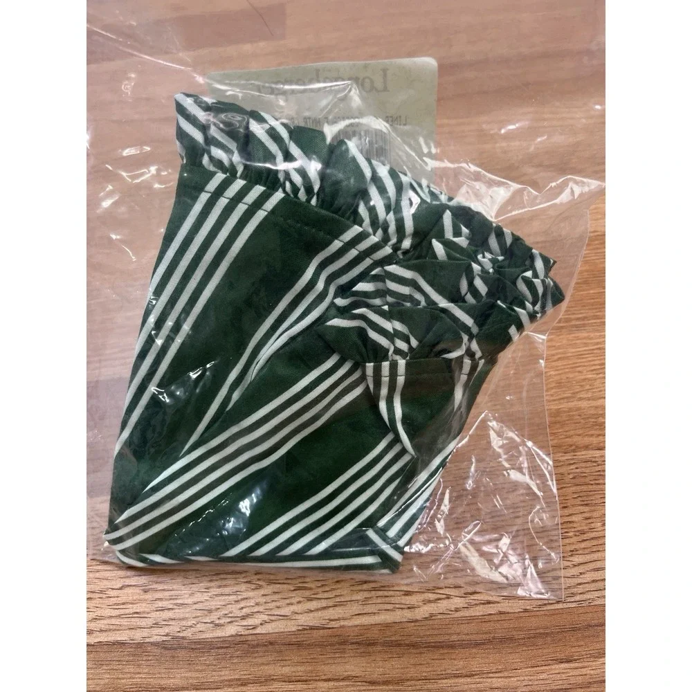 Longaberger Fabric Liner for Medium Vegetable Basket in Hunter Green‎ Stripe NEW